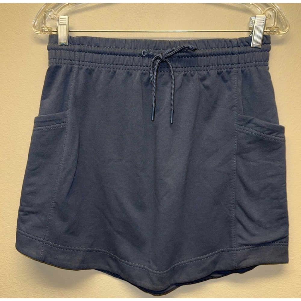 Athleta Retroterry Skirt Pockets Drawstring Granite Blue Cozy Small